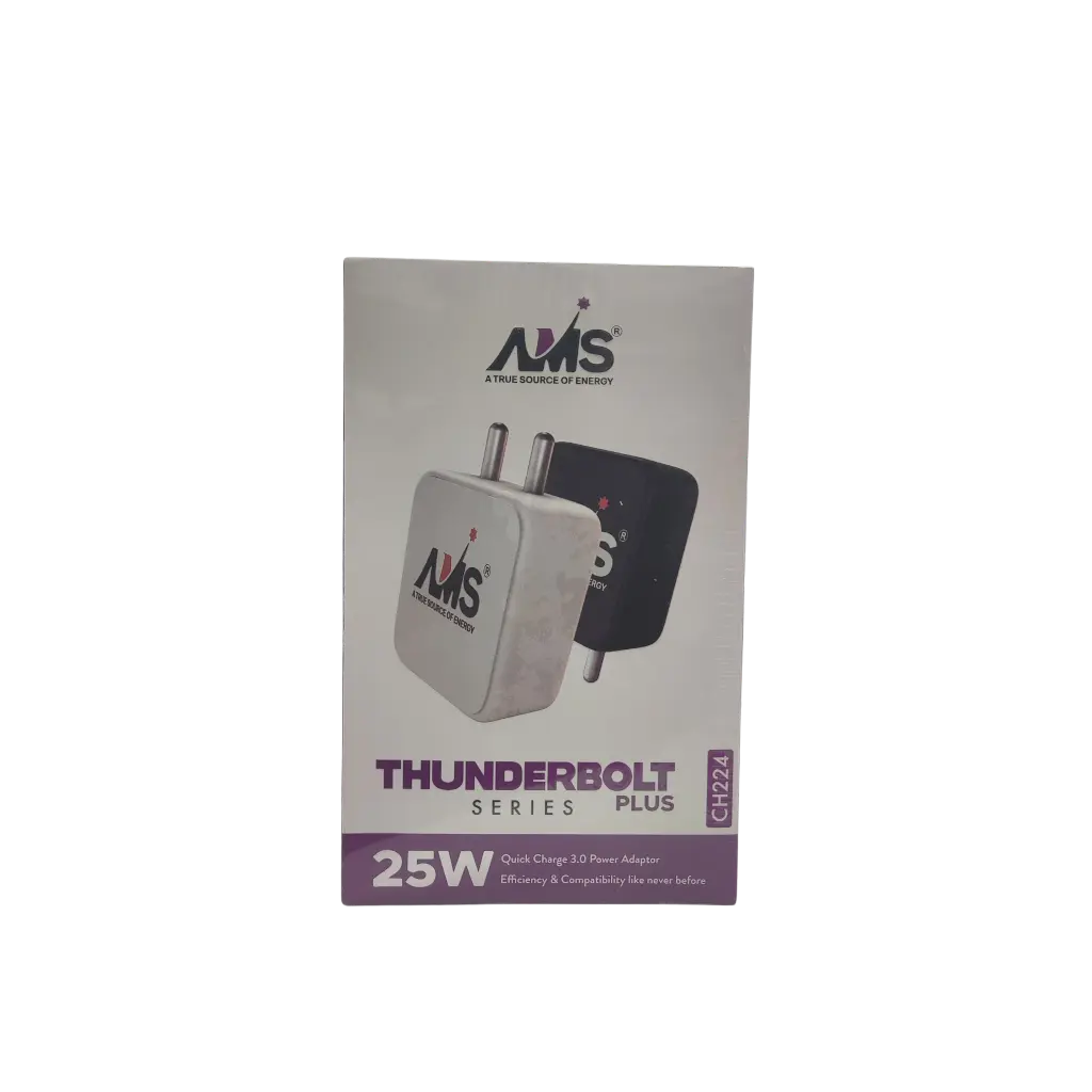 AMS A True Source Of Energy Thunderbolt Plus Serles 25W Quick Charge 3.0 Power Adaptor Effciency & Compatibility Like Never Before