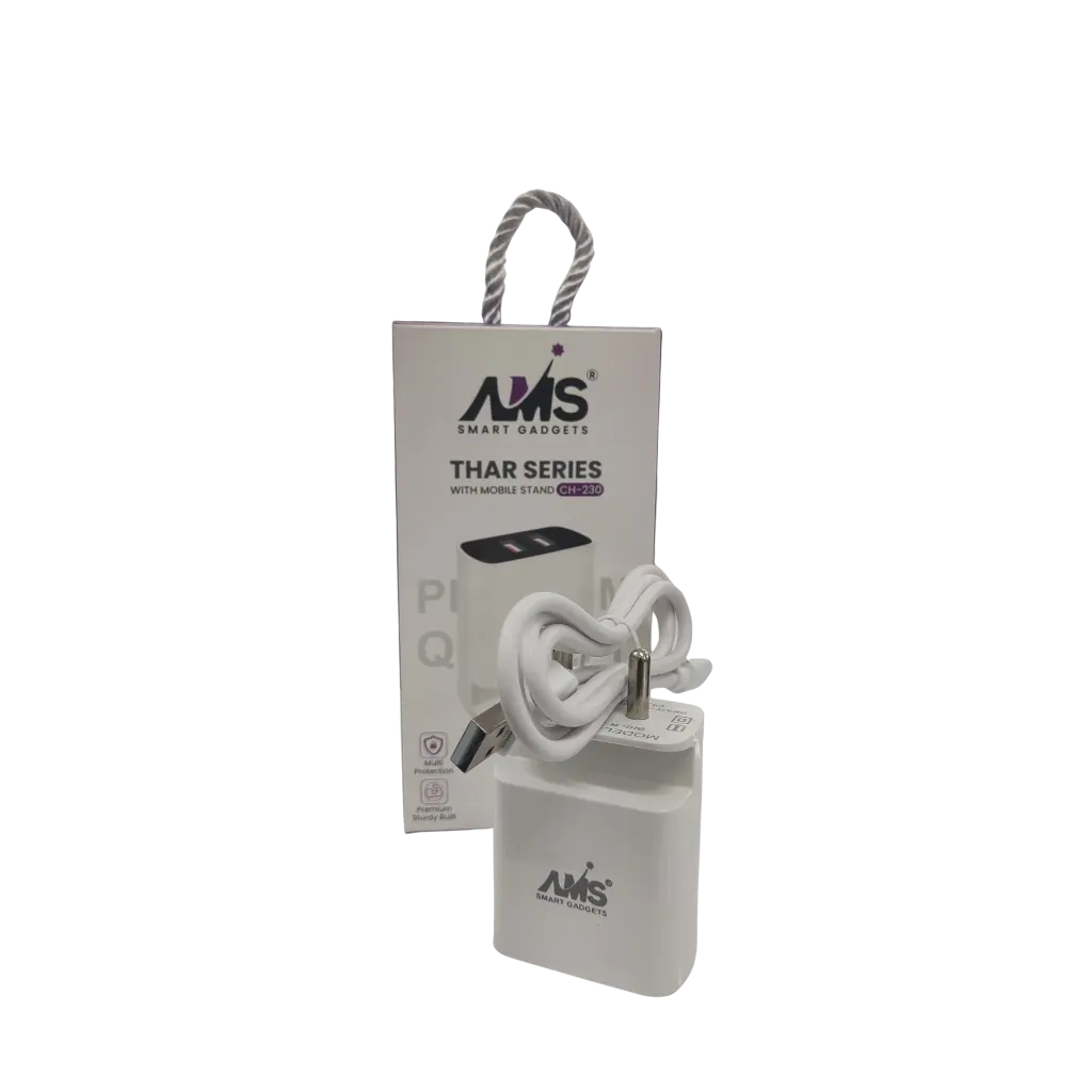 AMS Smart Gadgets Thar Series With Mobile Stand Dual Usb Fast Charger 3.5A Output 