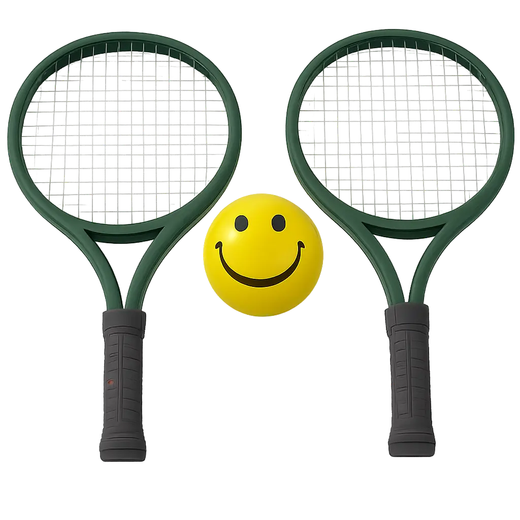 Kids Tennis Racket Set with Smiley Ball, Green Frame, Black Grip Handle