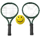 Kids Tennis Racket Set with Smiley Ball, Green Frame, Black Grip Handle