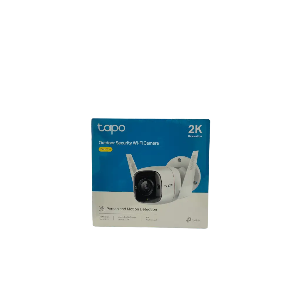 Tapo TP-Link 3MP 1296p High Definition Outdoor CCTV Security Wi-Fi Smart Camera | Alexa Enabled | Weatherproof | Night Vision | 2-Way Audio | SD Storage (C310) White