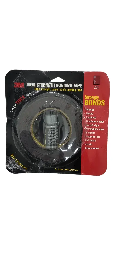 3M IA120100531 Hi Strength Bond Tape (12 mm x 5 m 1 Roll + Primer), black