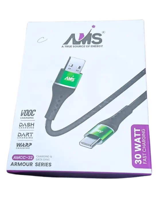 AMS AMCC-32 CHARGING AND DATA SYNC ARMOUR SERIES 30 WATT FAST CHARGING I PHONE