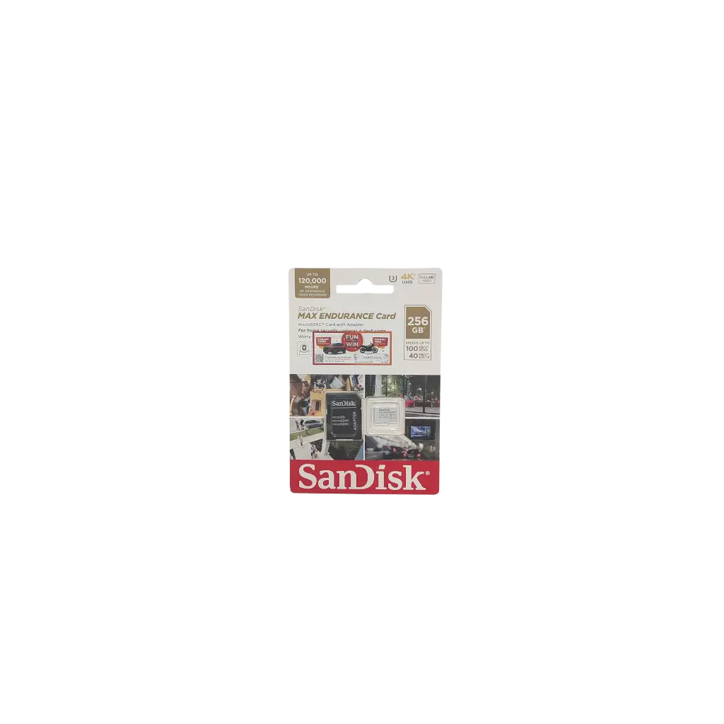 Sandisk Max Endurance Card Microsdxc Card With Adapter For Home Security Cameras+Dash Cams Worry-Free secirity Storage 256GB* Speeds Up To 100MB/S** Read 40MB/S** Write