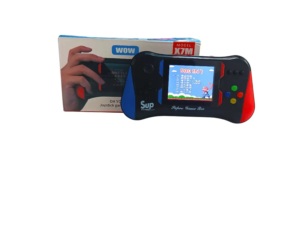 Sup X7M Retro Handheld Game Console, 8-Bit, 3.5-inch HD Screen, 1200mAh Battery, Two Player Support, Red and Blue Design