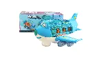 Airliner Happy Fuun Kids Toy Airplane, Blue Transparent Plastic, Light and Sound Effects, Educational Aircraft for Ages 3+