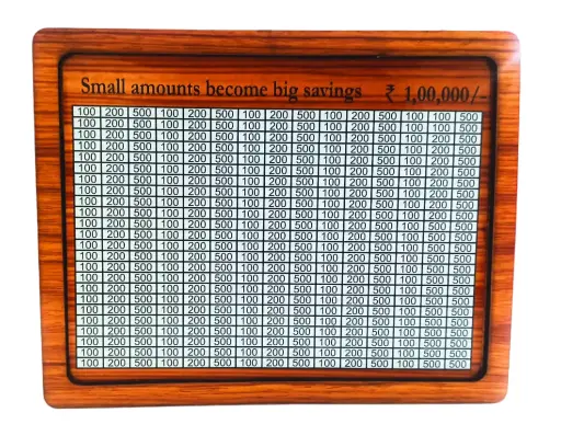 1 Lakh Savings Goal Wooden Piggy Bank