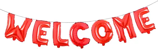 Welcome Letter Balloon Banner Set, Red Foil, 7 Pieces 