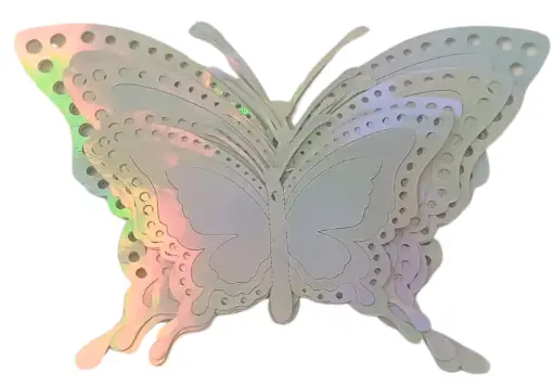 3D Butterfly Wall Decorations, Holographic Effect, 12 Pieces, Party Time Collection, Sliver Colour with Rainbow Effect