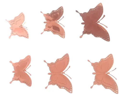 3D Butterfly Wall Decorations, Rose Gold, 12 Pieces, Party Decor with Adhesive