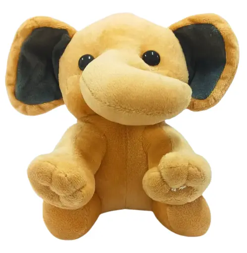 Plush Elephant Stuffed Animal Toy, Soft Baby Elephant, Teal and Tan Colours Available
