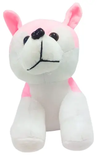 Soft Plush Puppy Dog Stuffed Animal Toy, Pink and Purple, White Body