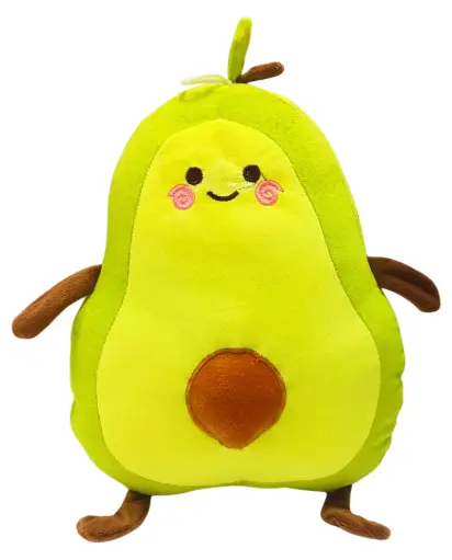 Cute Avocado Plush Toy, Soft Stuffed Green Fruit Pillow with Embroidered Face, Home Decor