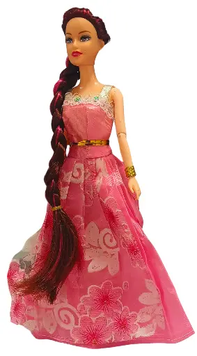 Fashion Dolls Set with Colourful Hair and Party Dresses, 3 Pack, Pink and Yellow Outfits