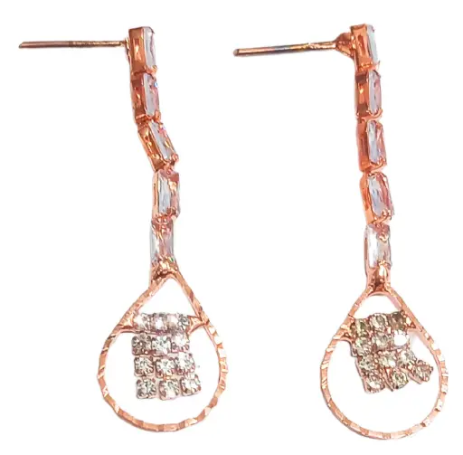 Shizuha Crystal Drop Dangle Earrings, Rose Gold Rhinestone Teardrop Design