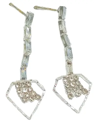 Shizuha Crystal Drop Dangle Earrings, Silver Tone, Rhinestone Teardrop Design