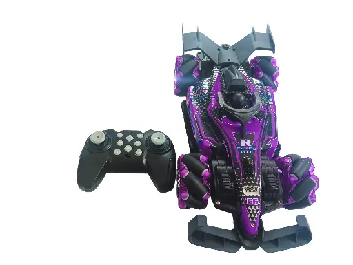 Double Spray Racing RC Car, 2.4GHz Remote Control Stunt Vehicle with LED Lights, Purple and Black, Ages 4+