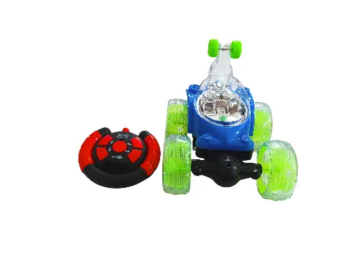 2.4GHz RC Stunt Car with Remote Control, 360° Rolling Wheels, Green and Blue, Ages 3+ (SRC250)