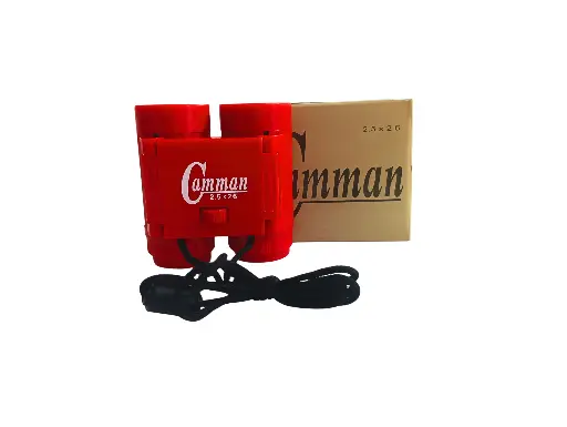 Camman Compact Binoculars 2.5x26, Red, with Neck Strap