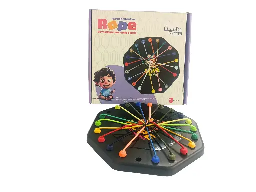 Rope Puzzle Board Game, Untangling Strategy Game for Kids 3+ Years, Colourful Educational Toy with Octagonal Board