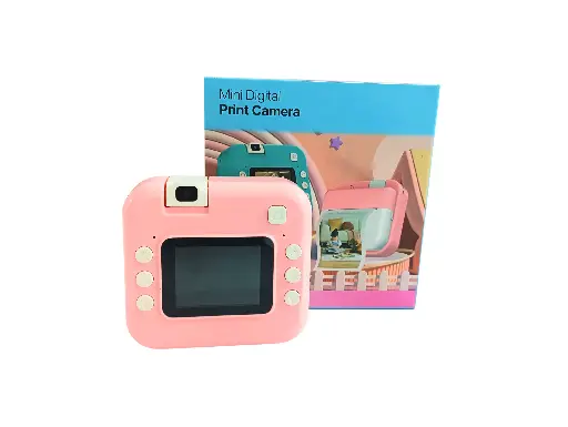 Mini Digital Print Camera for Kids, HD Screen with Video and Photo Capture, 180° Rotating Lens, Instant Print Feature, Pink