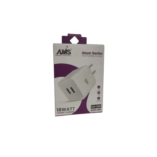AMS Atom Series Ultra Portable Charger 18Watt Power Charegr Dual Usb