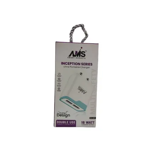 AMS Smart Gadgets Inception Series Ultra Portable Charger Compact Design Double Use Compact Charer Output 18Watt Charger Output 