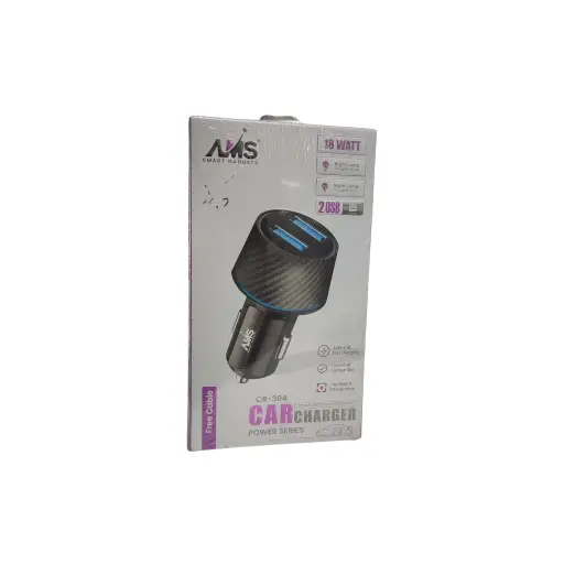 AMS Smart Gadgets 18Watt Free Cable Car charger Power Series Optimal Safety Superior Speed Safe And Fast charging Universal Compatible Intelligent Recognition