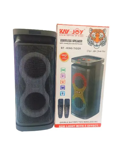 Kay-Joy BT-King Tiger Wireless Speaker with Wireless Microphone  Double Battery Two Wireless Mic 