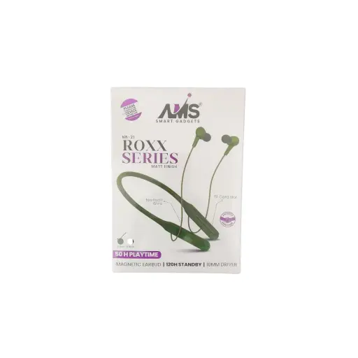AMS Smart Gadgets Roxx Series Matt Finish 50H Playtime Magnetic Earbud 120H Standby 10MM Driver