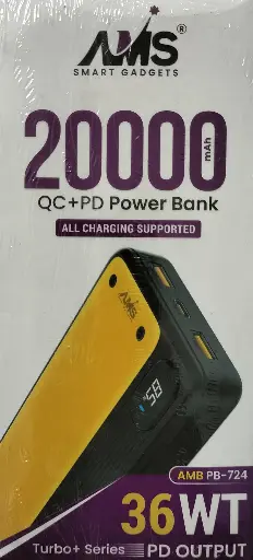 AMS 2000mAh QC+PD Power Bank All Charging Supported 36WT