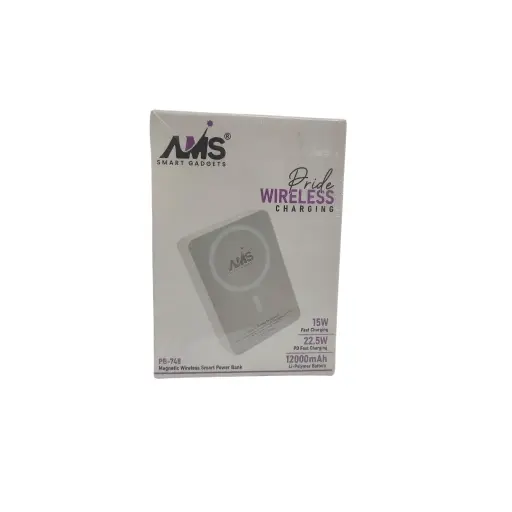 AMS Smart Gadgets Pride Wireless Charging 15W Fast Charging 22.5W PD Fast Charging 12000mAh Li-Polymer Battery Magnetic Wireless Smart Power Bank