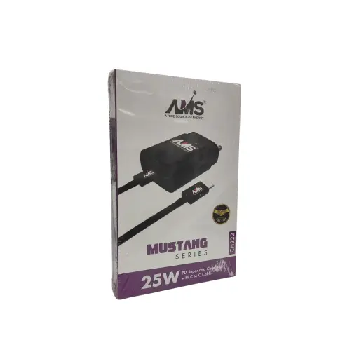 AMS A True Source Of Energy Mustang Series 25W PD Super Fast Charger With C To C Cable