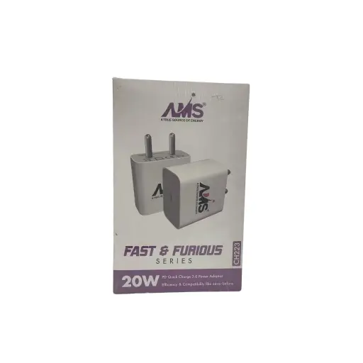 AMS A True Source Of Energy Fast & Furious Series 20W PD Quick Charge 3.0 Power Adaptor Effciency & Compatibility Like Never Before 