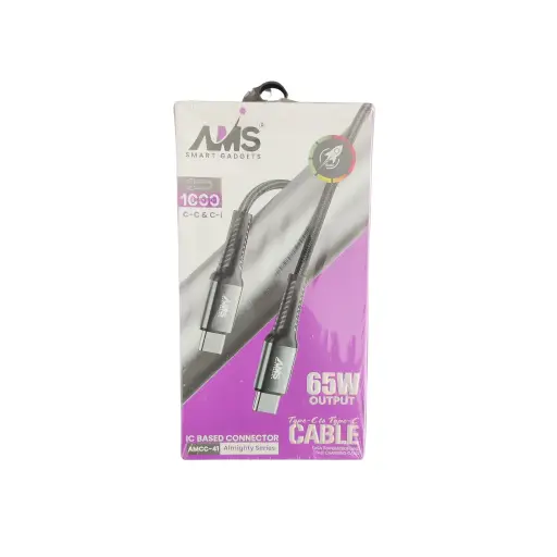 AMS Smart Gadgets Ic Based Connector 65W Output Type-c to type-c Cable Data Transmission And Fast Charging Cable 