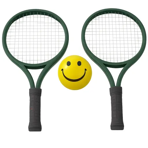 Kids Tennis Racket Set with Smiley Ball, Green Frame, Black Grip Handle