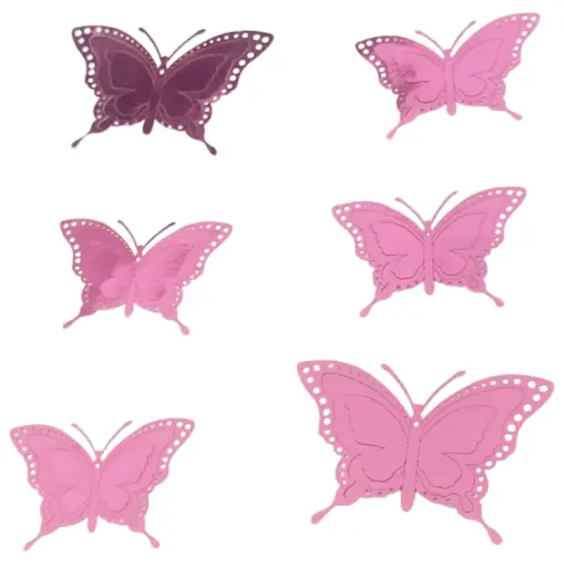 3D Butterfly Wall Decor, Pink Decorative Stickers, 12 Pieces Set for Indoor Spaces