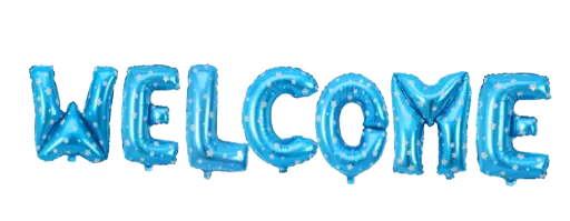 Welcome Sky Foil Letter Balloon Banner with Heart Pattern 