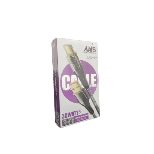 AMS 100MM Data Cable Tip-C 30Watt Crystal Series Data Transmission And Fast Charging Cable