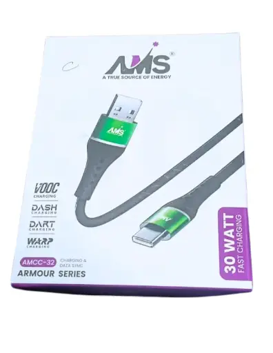 AMS AMCC-32 CHARGING AND DATA SYNC ARMOUR SERIES 30 WATT FAST CHARGING I PHONE
