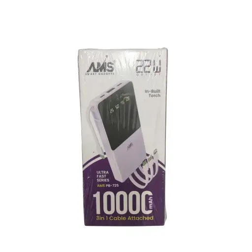 AMS Smart Gadgets 22W In-Built Torch 1000Mah Ultra Fast Series 3in1 Cable Attached