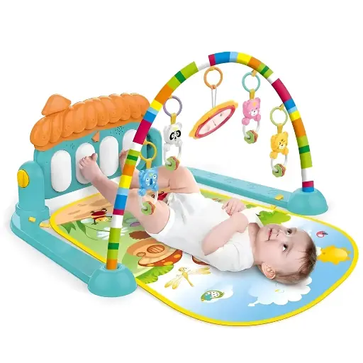 Baby Piano Fitness Rack, Musical Activity Gym with Hanging Toys, 70x46x43cm Play Mat, Educational Development Center for Infants