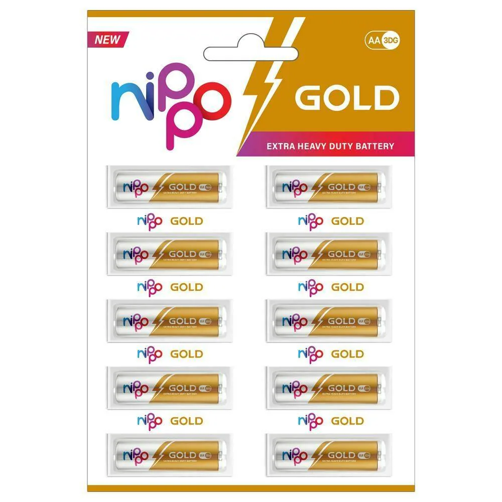 Nippo Gold Extra Heavy Duty Battery AA Size (Pack of 10 Pcs)