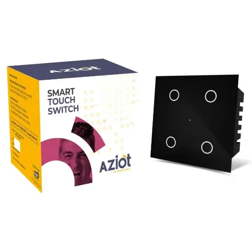 Aziot Smart Touch 4-Switch Input Voltage: 220-240 VAC WI-FI Frequency : 2.4 Ghz White Colour